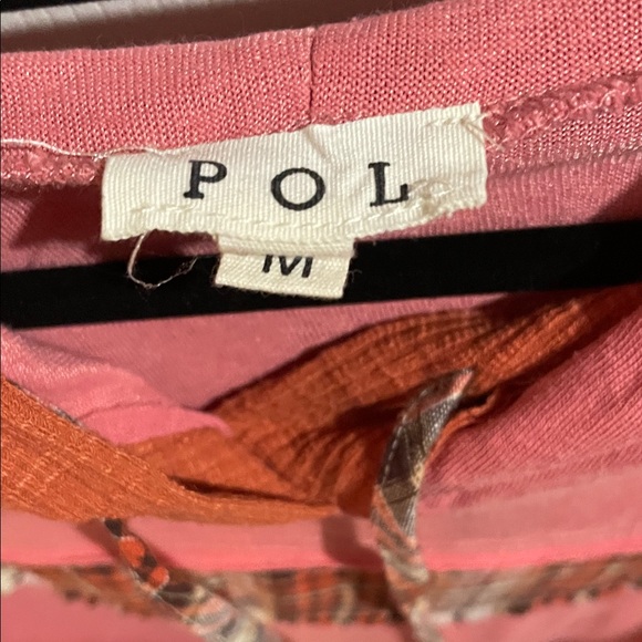 POL Pink and Orange Plaid Hoodie - Picture 3 of 11